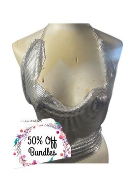 Silver Chainmail Sequin Halter Top